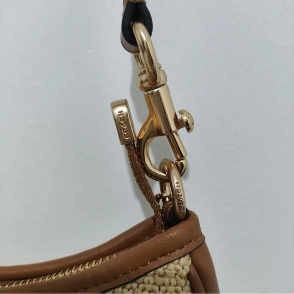 Coach Light Beige Woven Straw Hobo Bag - Picture 8 of 10